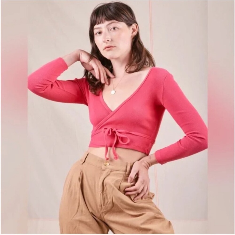 Big Bud Press Pink Wrap Crop Top